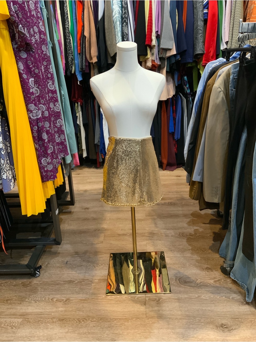 Gold Sequin Mini Skirt - Women